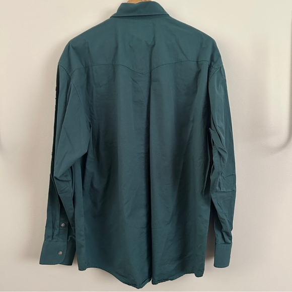 Men’s Large Wrangler Teal Western Shirt 100% Cotton - Picture 5 of 5